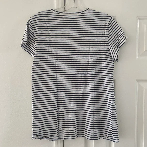 J. Crew Black & White Striped Fitted Painter Tee 100% Cotton - Picture 2 of 8